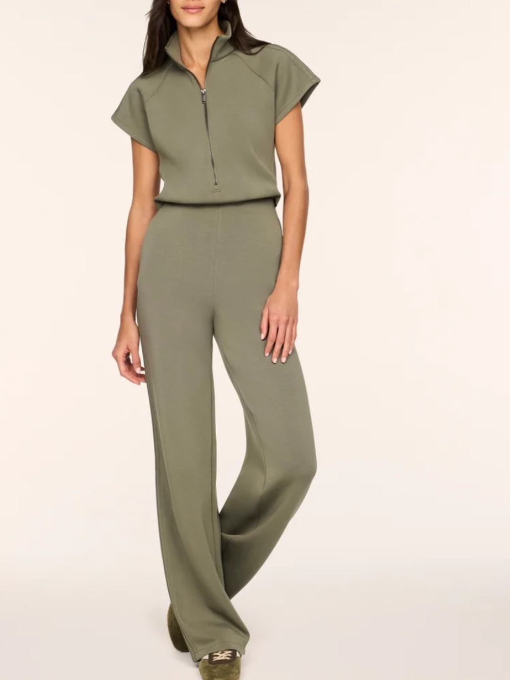 SPANX AirEssentials® Pintuck Half Zip Jumpsuit Herb Women’s Size X-Large